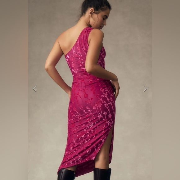 HUTCH One-Shoulder Ruched Velvet Dress XS NWOT - Picture 2 of 13